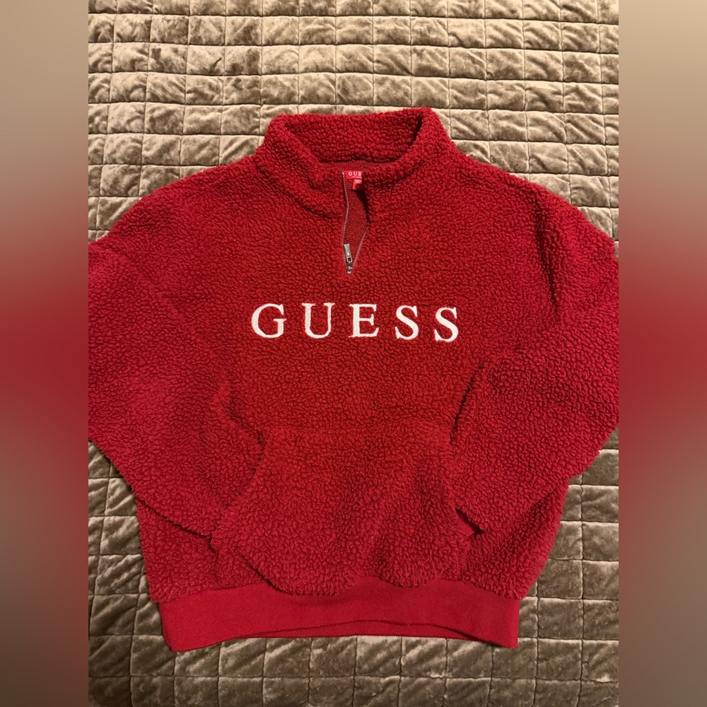 Guess Red Fleece Pullover